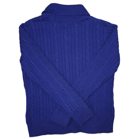 NWT Chaps Men’s Cable Knit Shawl Collar Sweater XL Royal Blue 100% Cotton - Picture 2 of 6